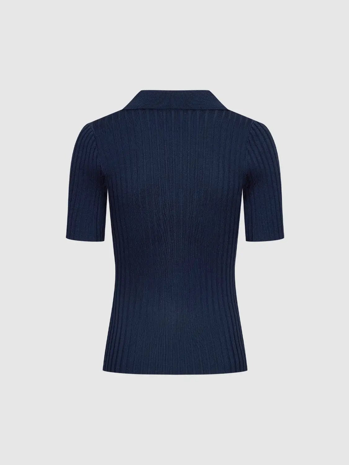 Ribbed Short Sleeve Polo Knit