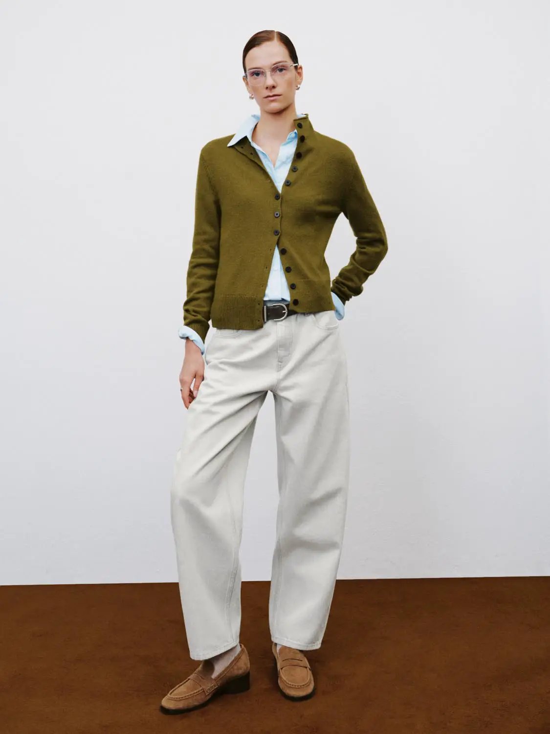 Button Front Mock Neck Long Sleeve Ribbed Knit Cardigan