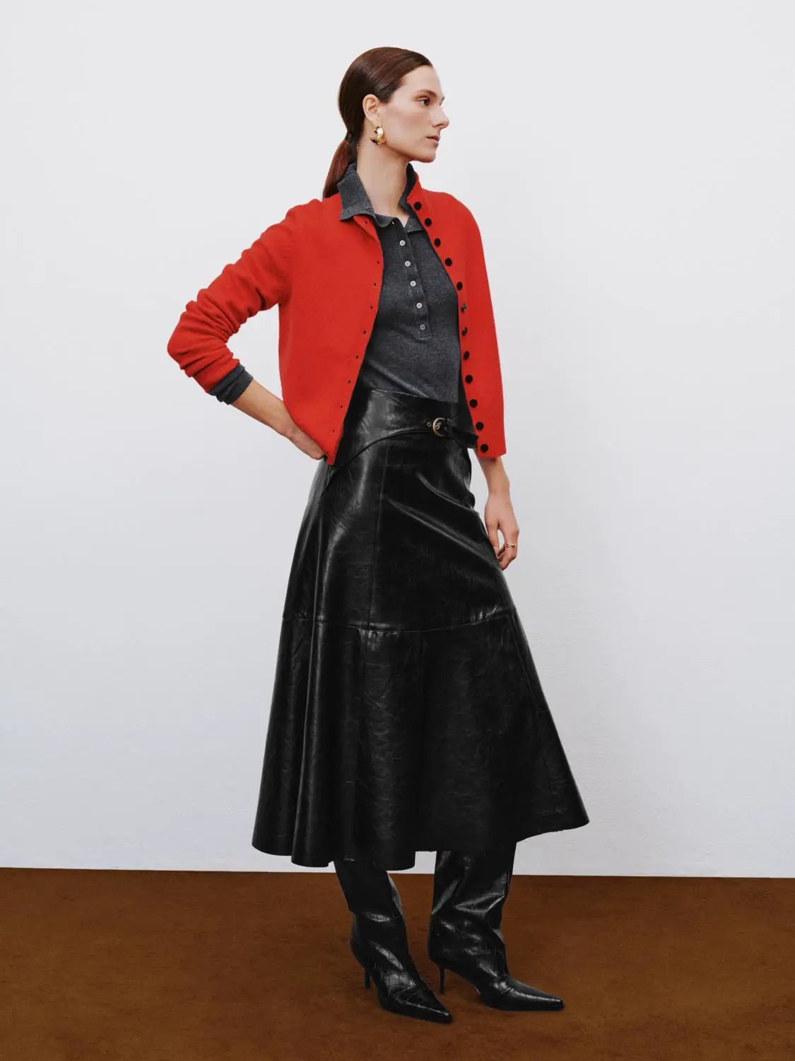 Button Front Mock Neck Long Sleeve Ribbed Knit Cardigan
