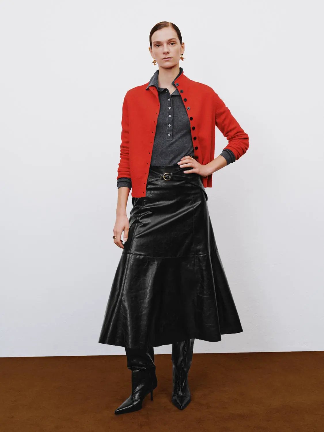 Button Front Mock Neck Long Sleeve Ribbed Knit Cardigan
