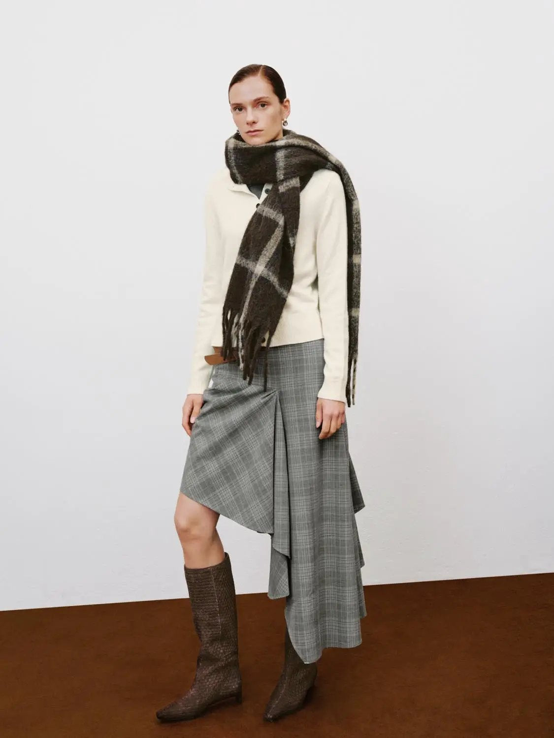 Button Front Mock Neck Long Sleeve Ribbed Knit Cardigan