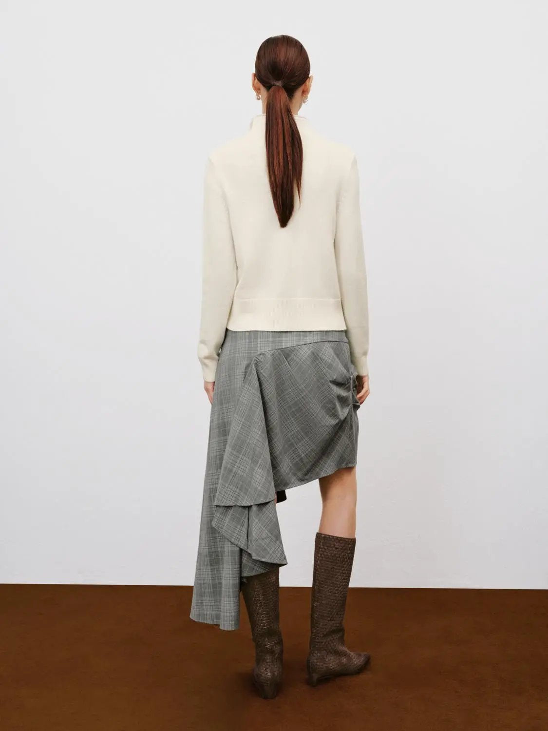 Button Front Mock Neck Long Sleeve Ribbed Knit Cardigan