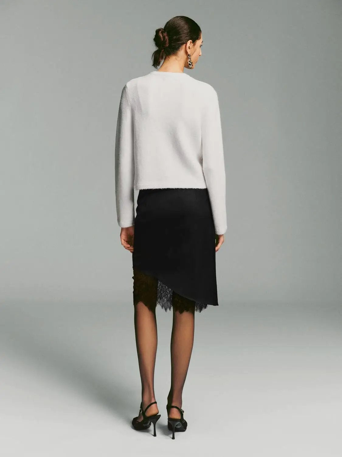 Crew Neck Button Front Long Sleeve Knitwear Jacket