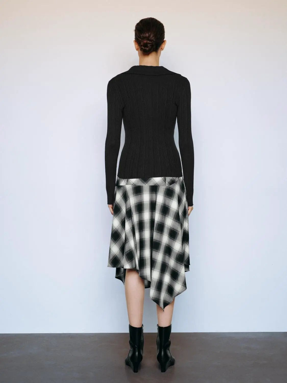 Ribbed Fitted Polo Collar Long Sleeve Sweater