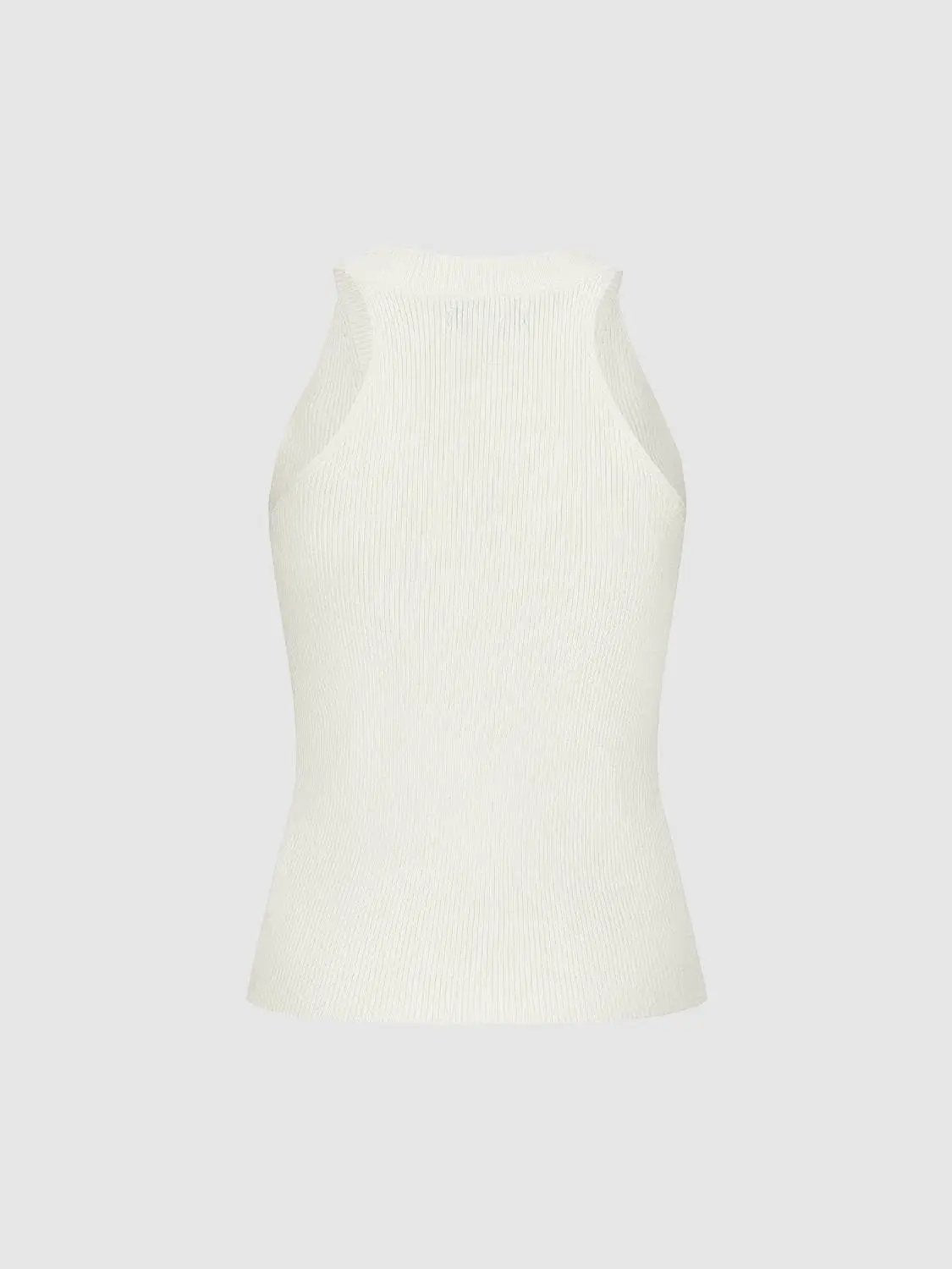 Ribbed Button Front Fitted V-Neck Sleeveless Knit Vest