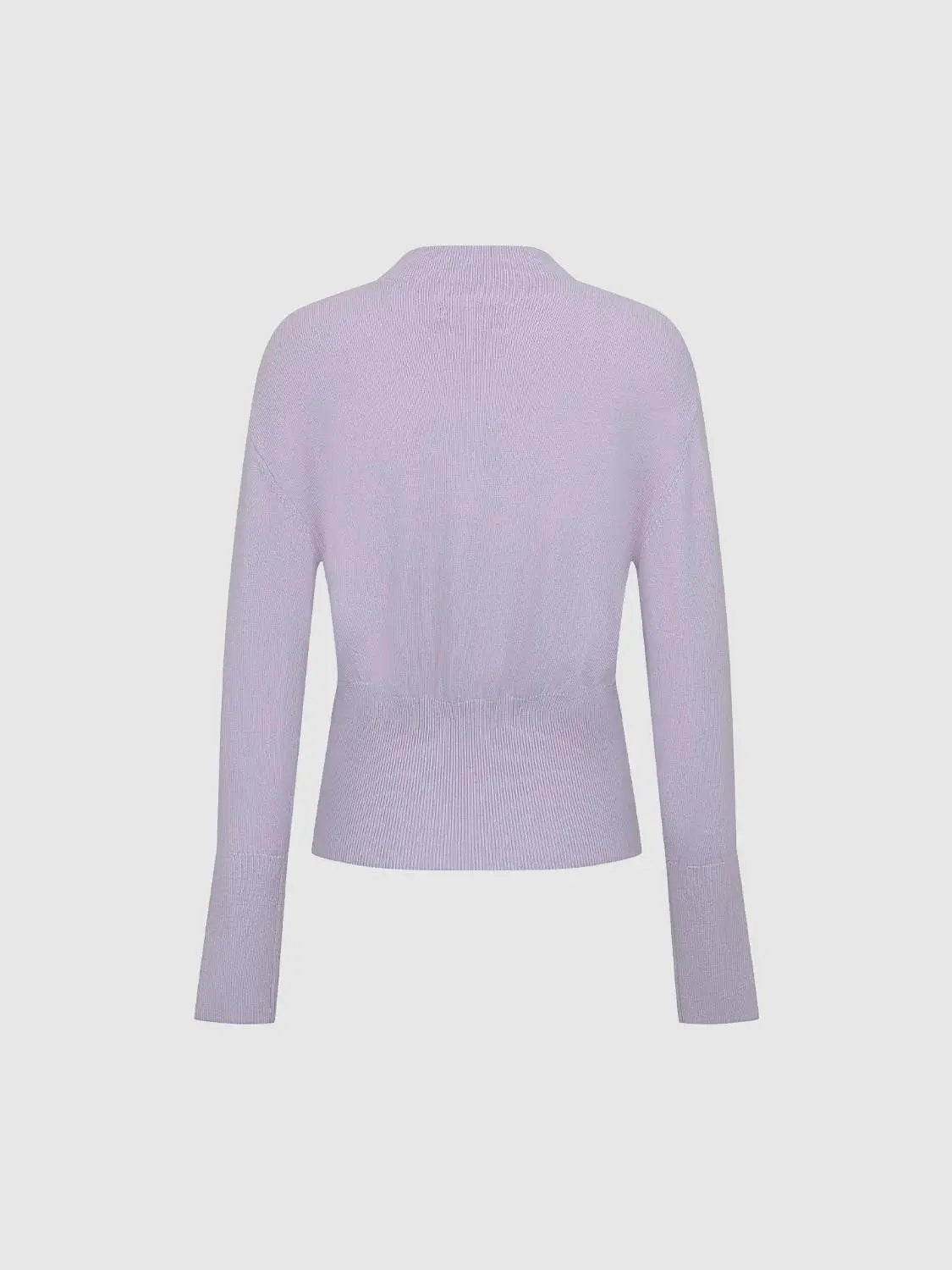 Ribbed Fitted Mock Neck Long Sleeve Knit T-Shirt