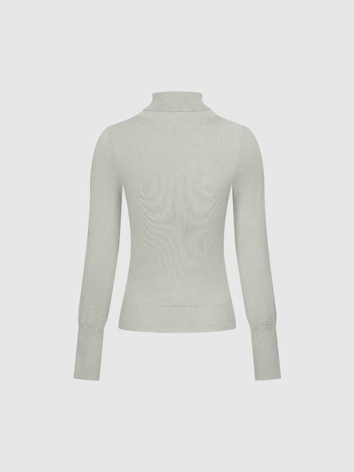 Ribbed Knit Fitted Mock Neck Long Sleeve Sweater