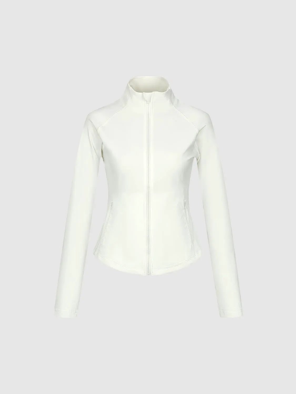 Full Front Zip Fitted Mock Neck Long Sleeve Jacket