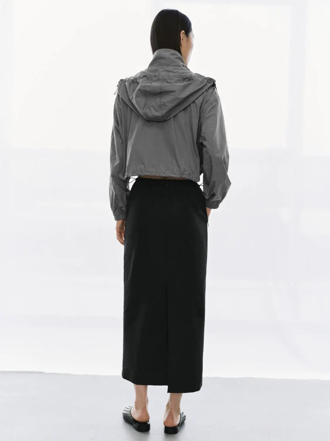 Cropped Long Sleeve Button Detail Jacket