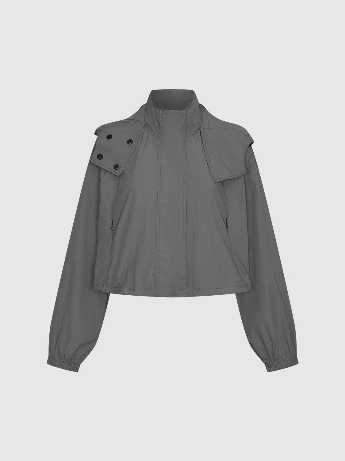 Cropped Long Sleeve Button Detail Jacket