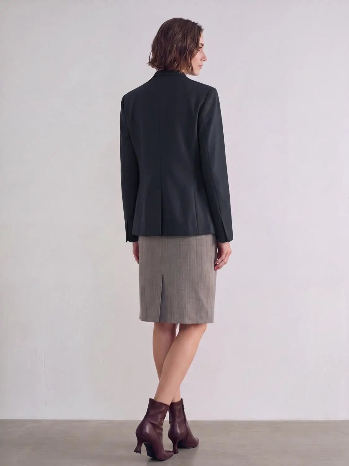 Band Collar Tailored Long Sleeve Blazer