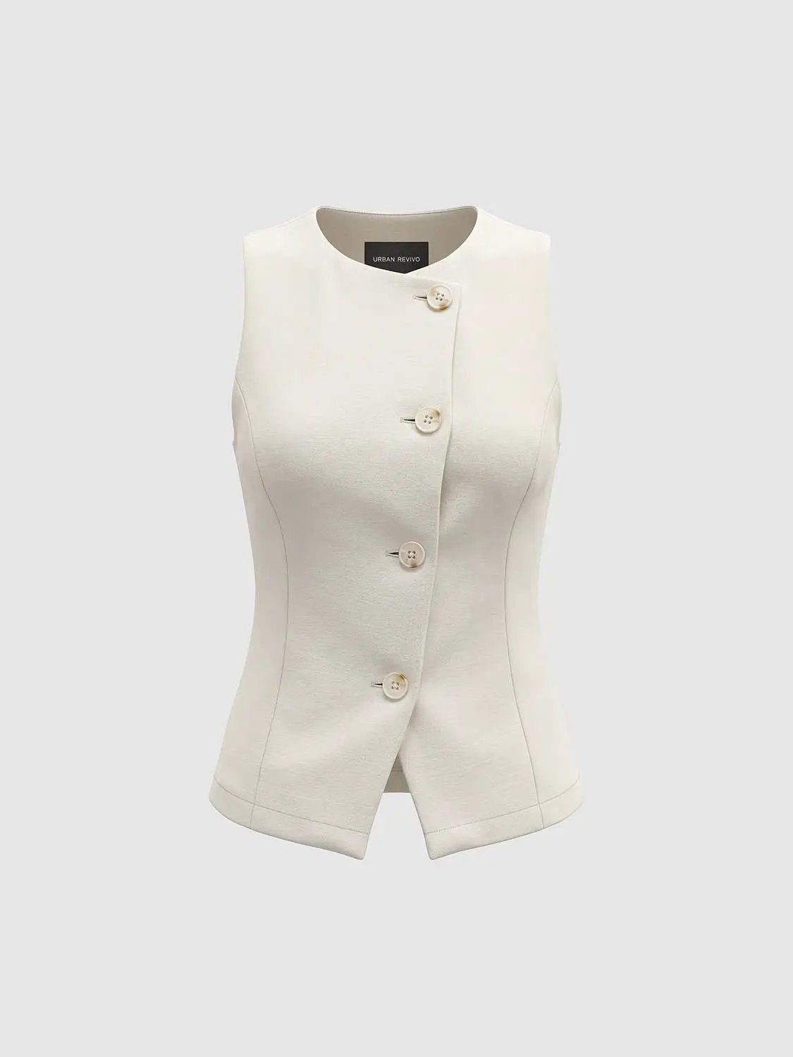 V-neck Button Front Fitted Sleeveless Vest