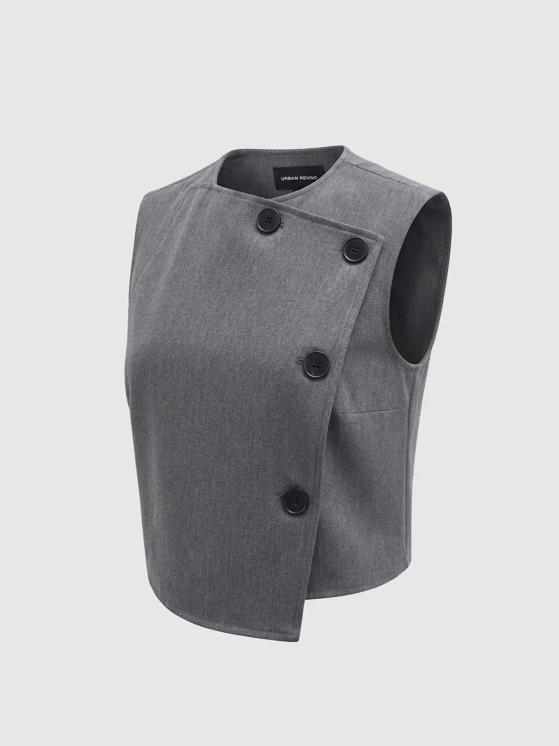 Sleeveless Asymmetrical Diagonal Button Vest