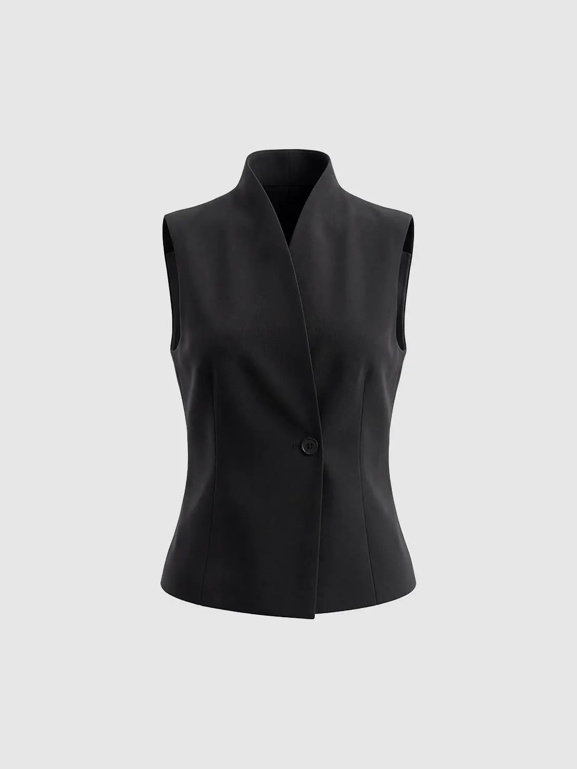 Single Button Raw Armholes Sleeveless Tailored Vest