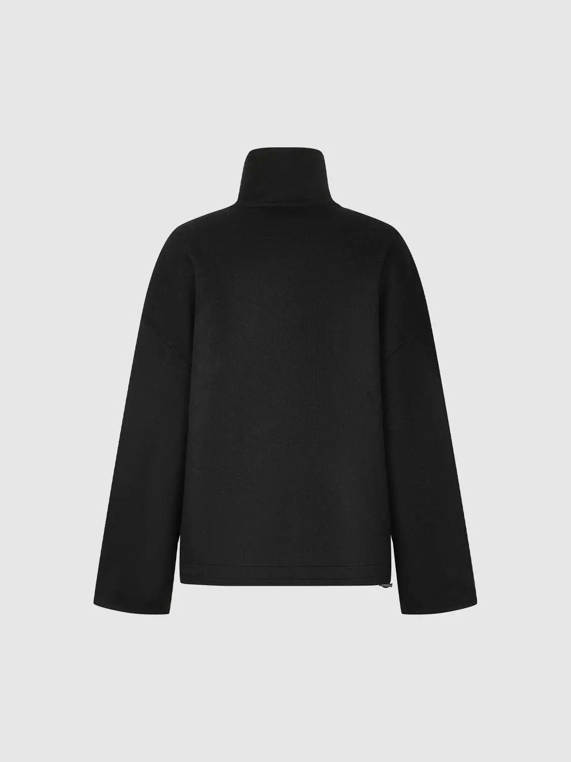 Asymmetric Zip-Up Wool Blend Long Sleeve Coat