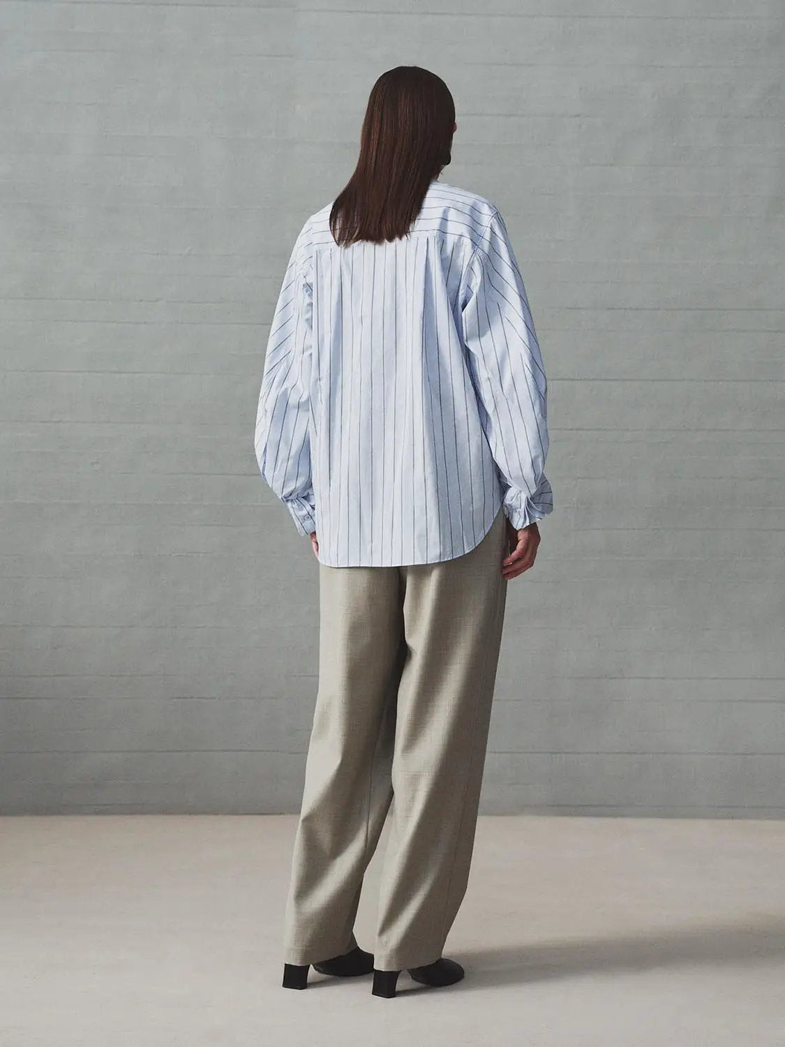 Striped Long Sleeve Cotton Shirt With Chest Pocket And Button Front