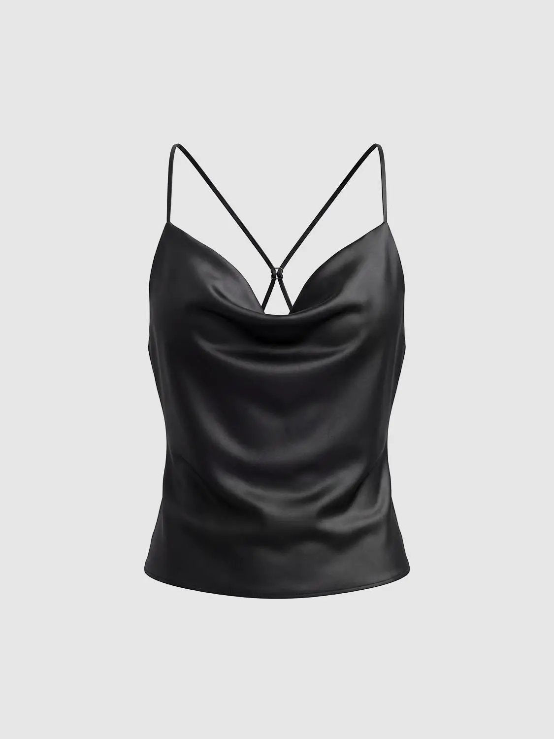 Fitted Cowl Neck Sleeveless Cami Top