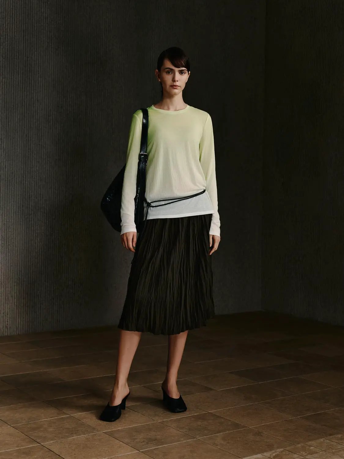 Round Neck Long Sleeve Gradient Cotton Layer Knit Top