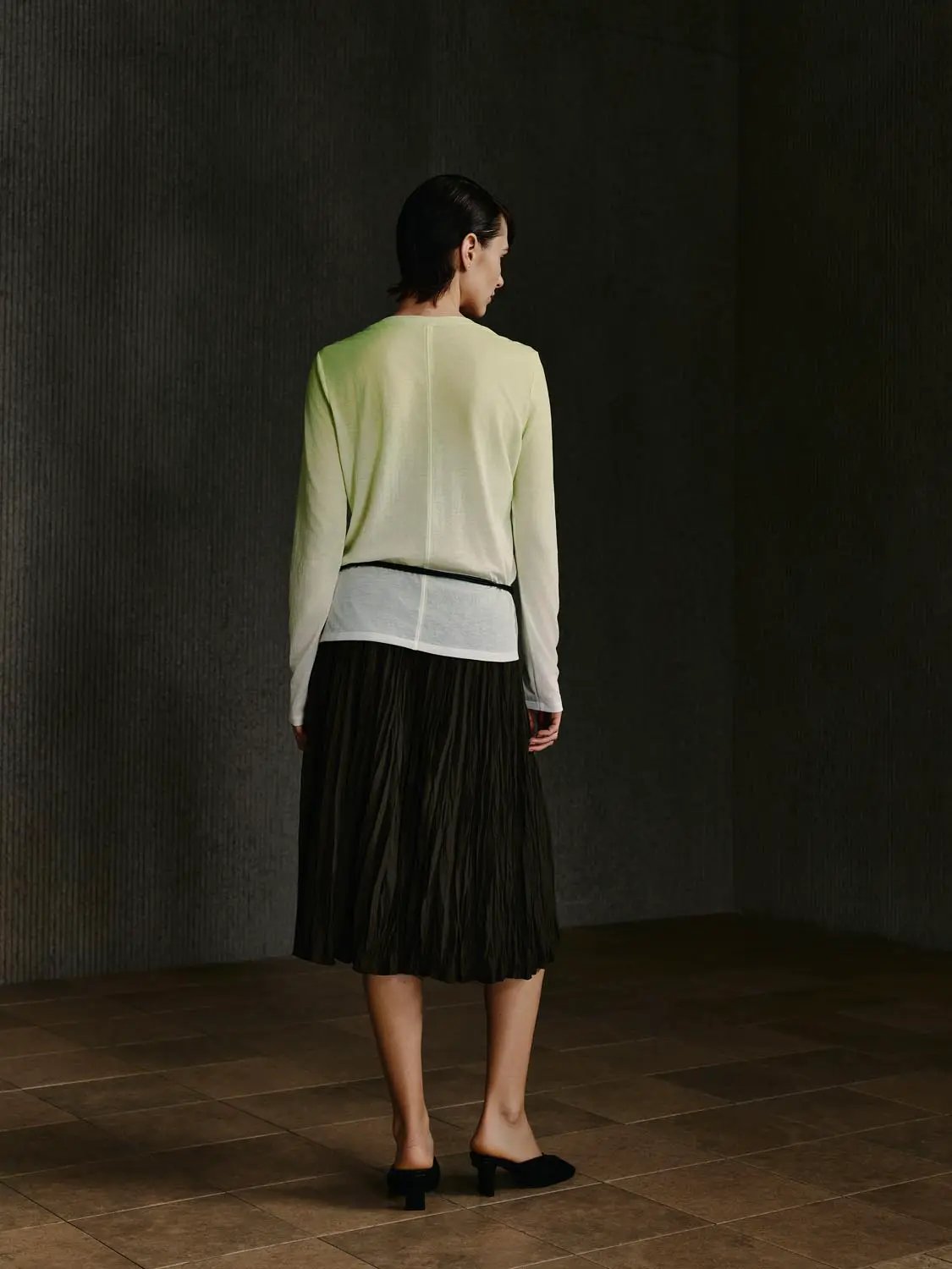 Round Neck Long Sleeve Gradient Cotton Layer Knit Top