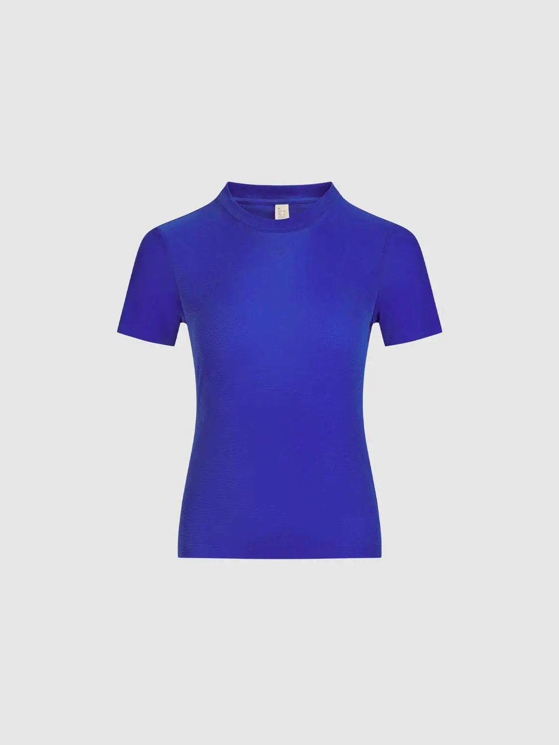 Textured Fitted Mock Neck Short Sleeve T-Shirt