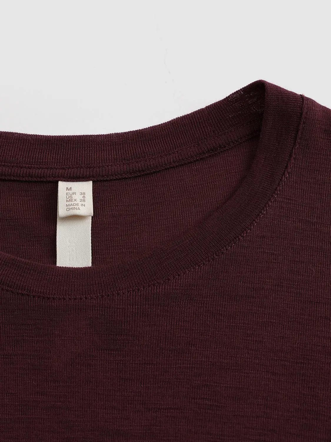 Solid Thin Fitted Crew Neck Long Sleeve Wool Sweater