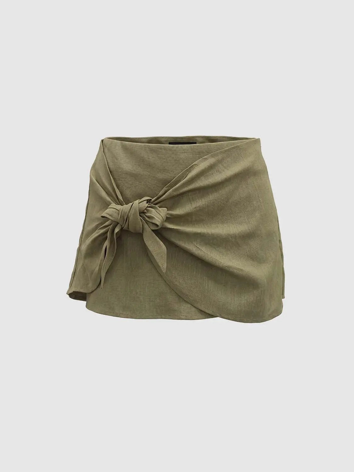 Wrap Front Detail Tencel Lyocell Blend Skirt