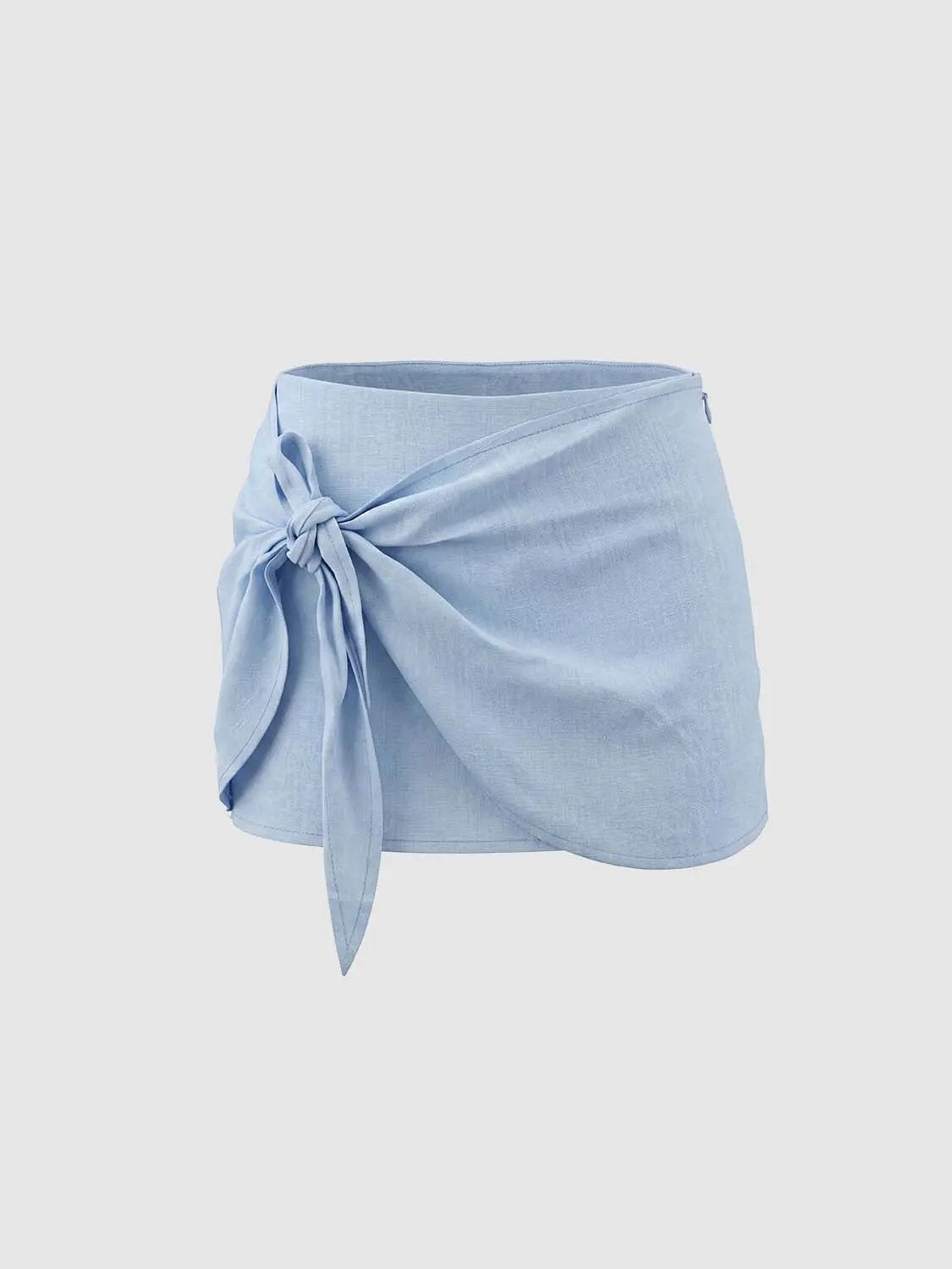 Wrap Front Detail Tencel Lyocell Blend Skirt