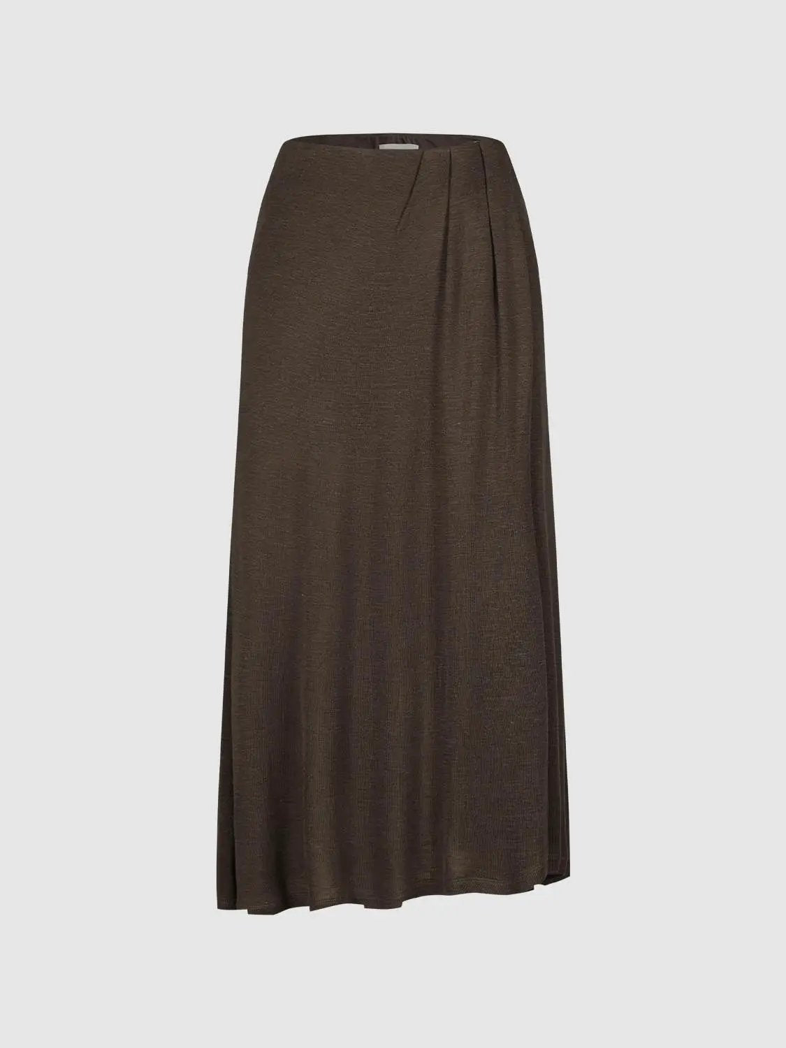 Textured Diagonal Pleated A-Line Maxi Skirt
