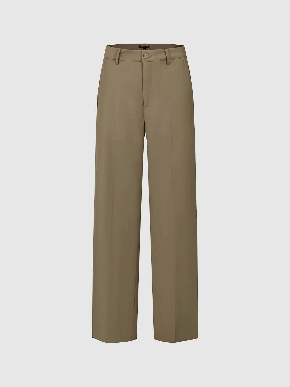 Button Fly High Waist Cotton Lining Wide-Leg Straight Pants
