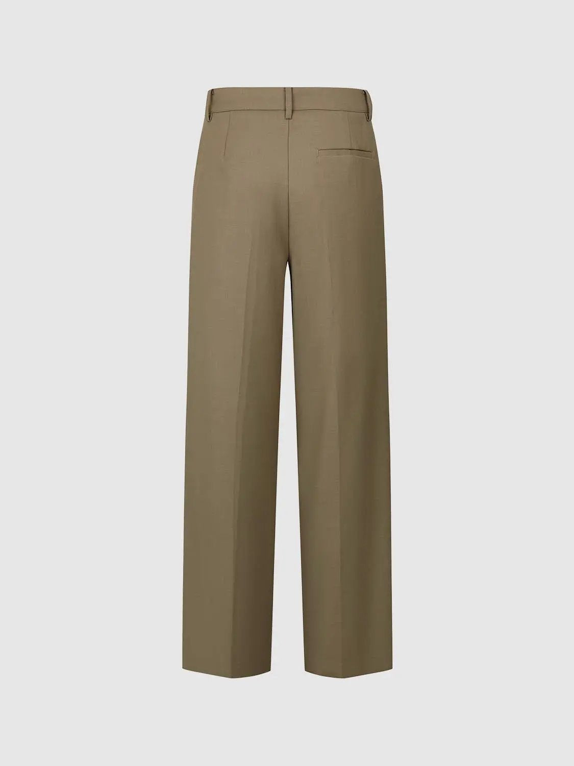 Button Fly High Waist Cotton Lining Wide-Leg Straight Pants