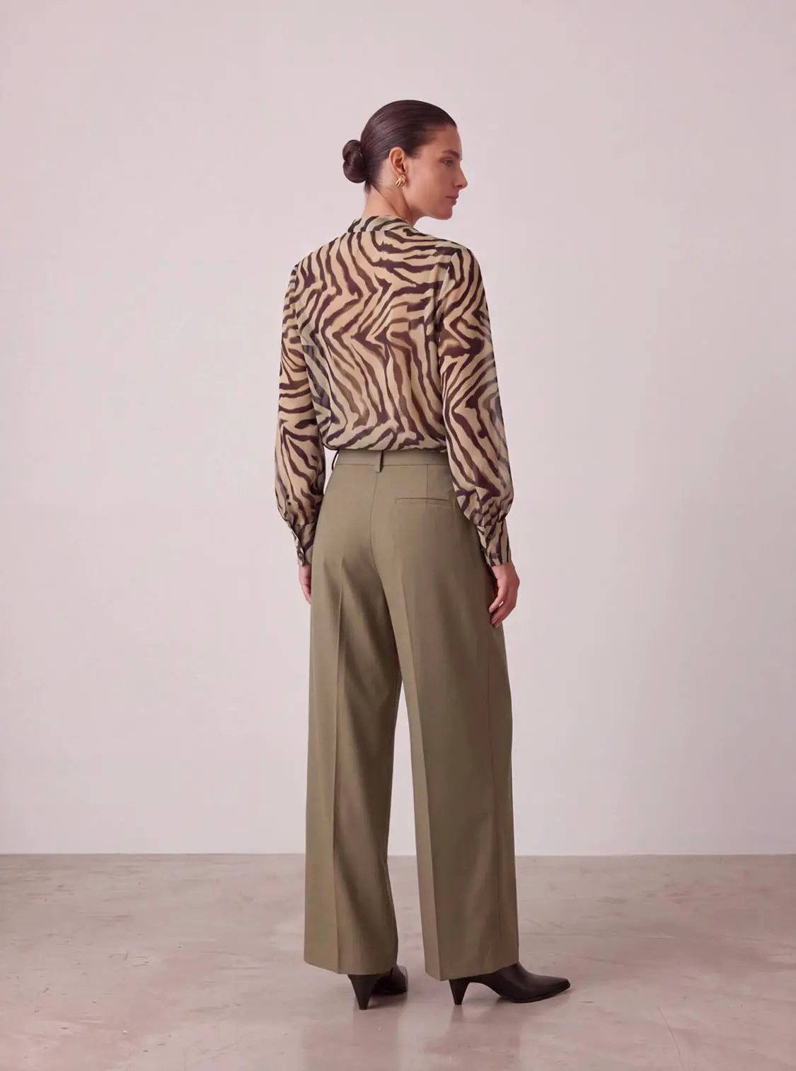 Button Fly High Waist Cotton Lining Wide-Leg Straight Pants