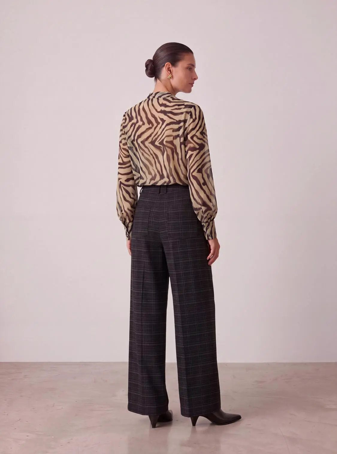 Check Wide Leg Pants