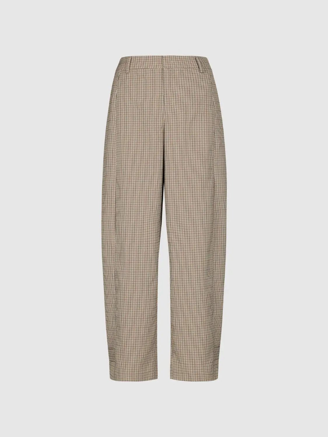 Mid-rise Plaid Tapered Pants