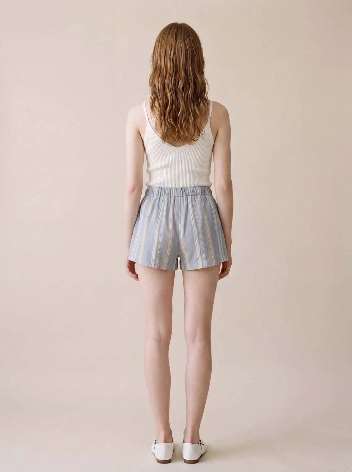 Striped Cotton Drawstring Shorts