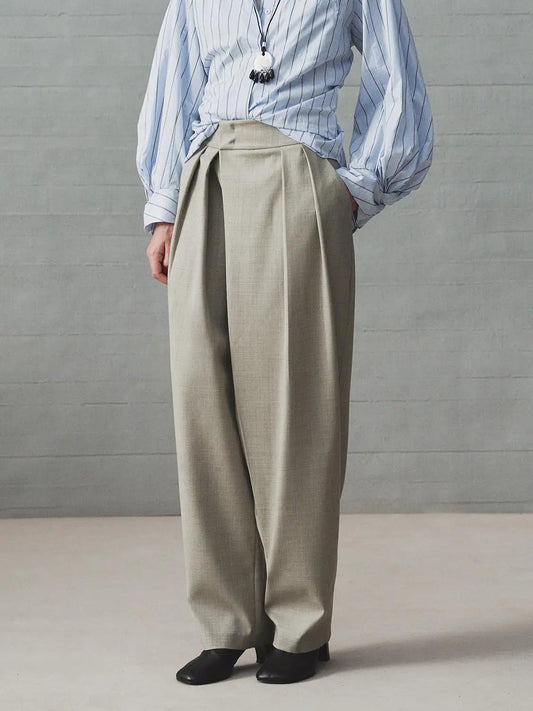 Pleated High-waisted Tapered Tailored Pants