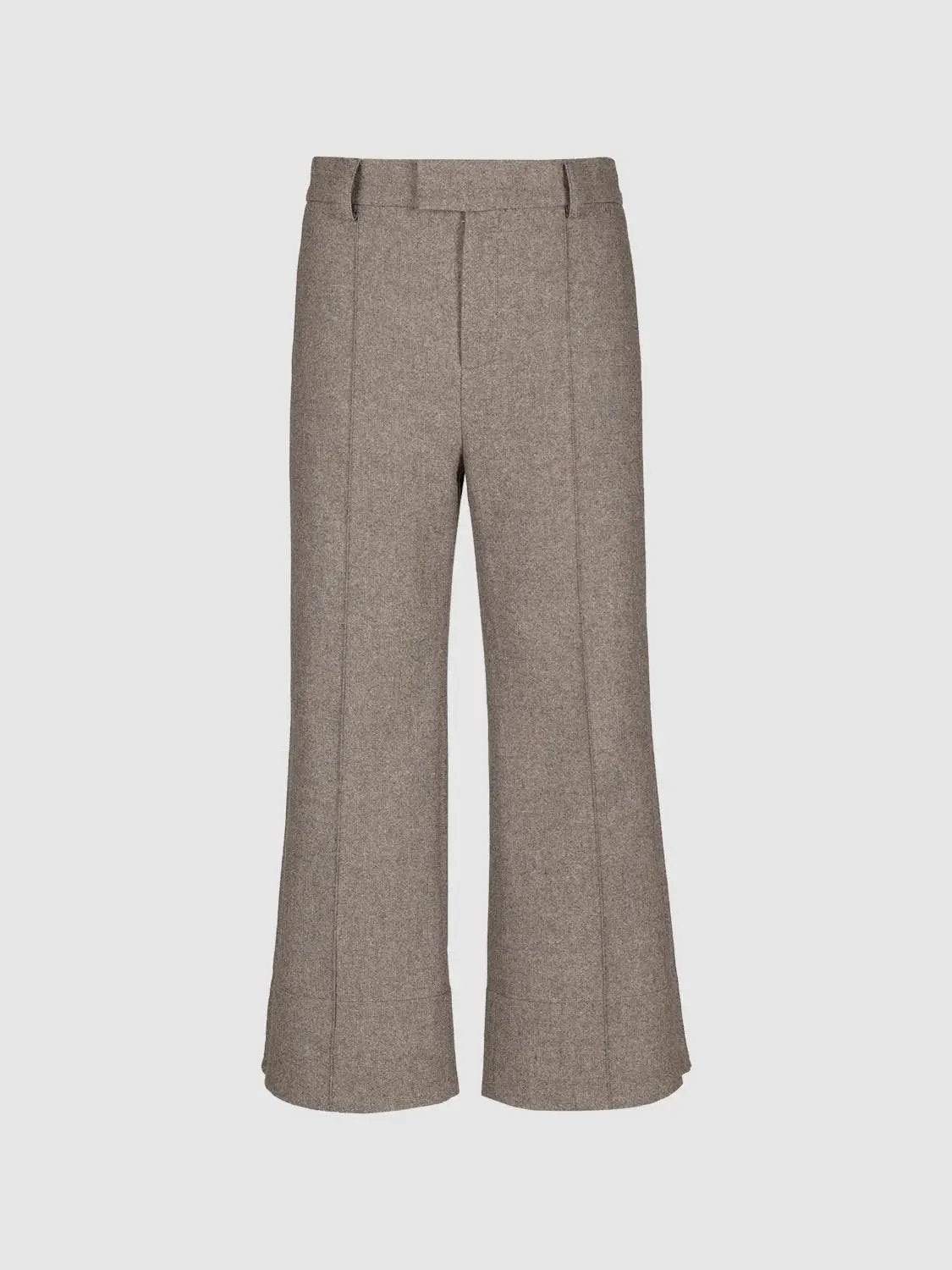 Textured Mid-rise Tailored Wool Blend Wide-leg Pants