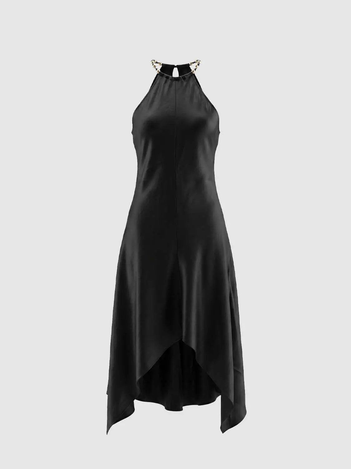 A-Line Sleeveless Maxi Dress With Asymmetric Hem