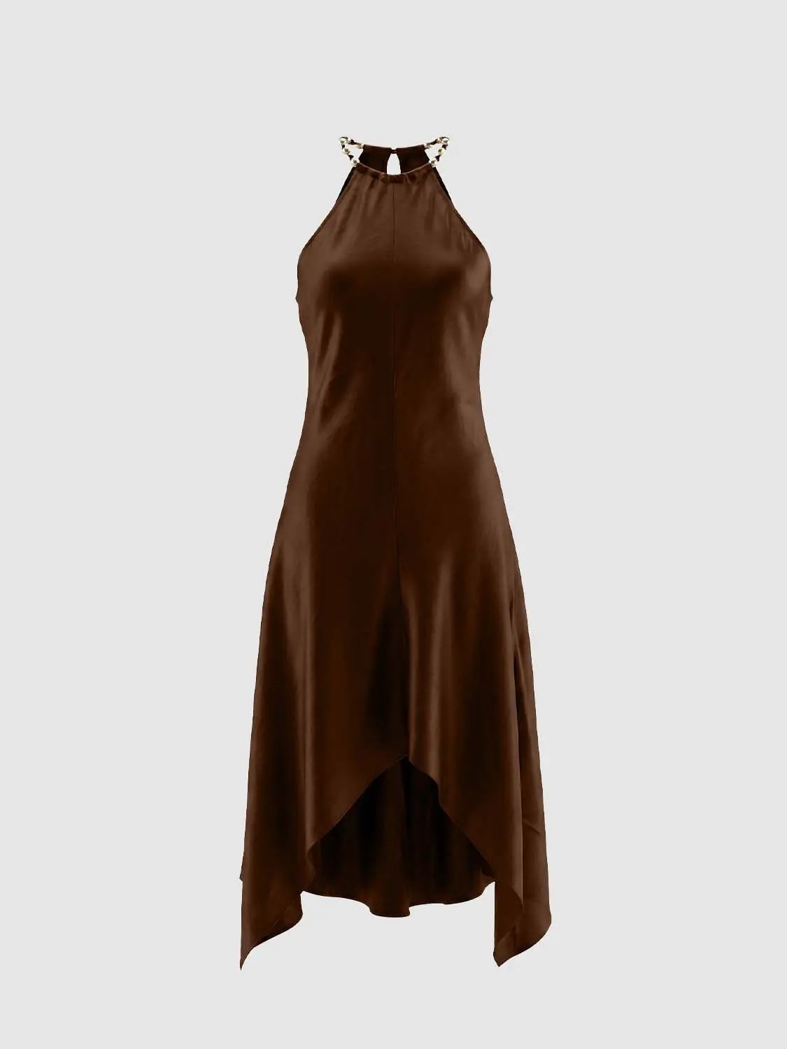 A-Line Sleeveless Maxi Dress With Asymmetric Hem