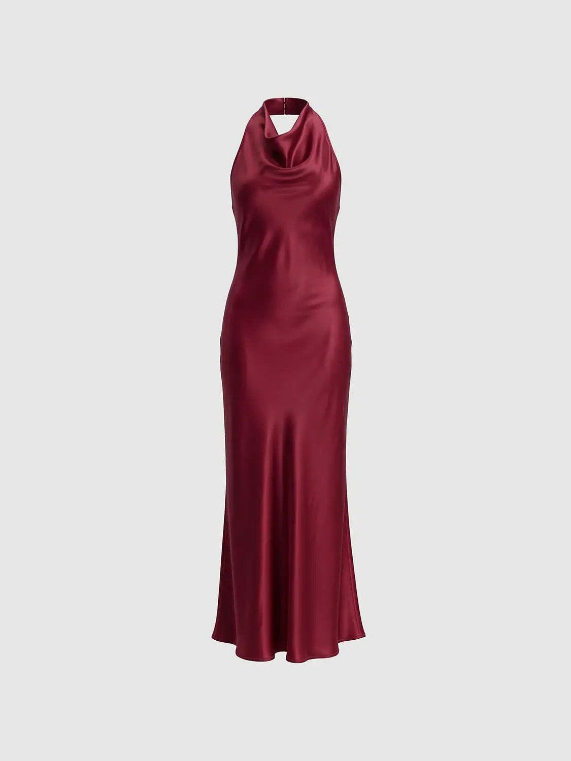 Draped Cowl Neck Sleeveless Fitted Maxi Dress