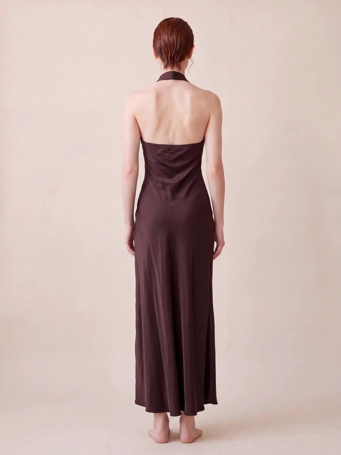 Draped Cowl Neck Sleeveless Fitted Maxi Dress