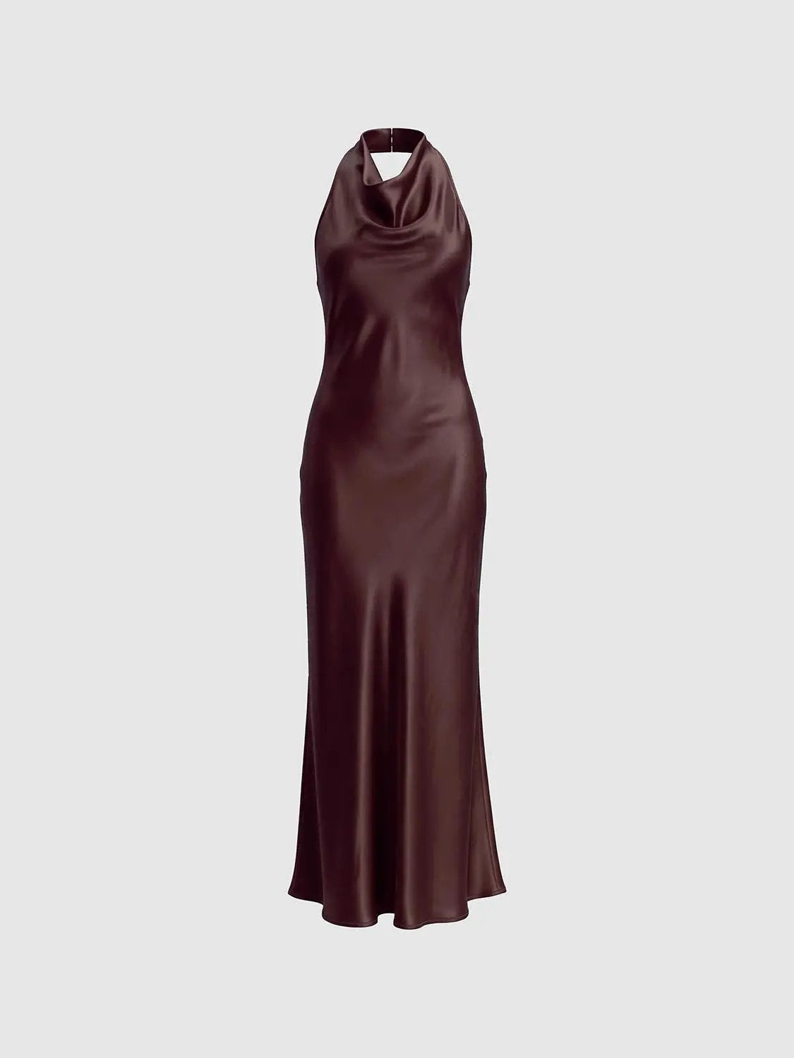 Draped Cowl Neck Sleeveless Fitted Maxi Dress