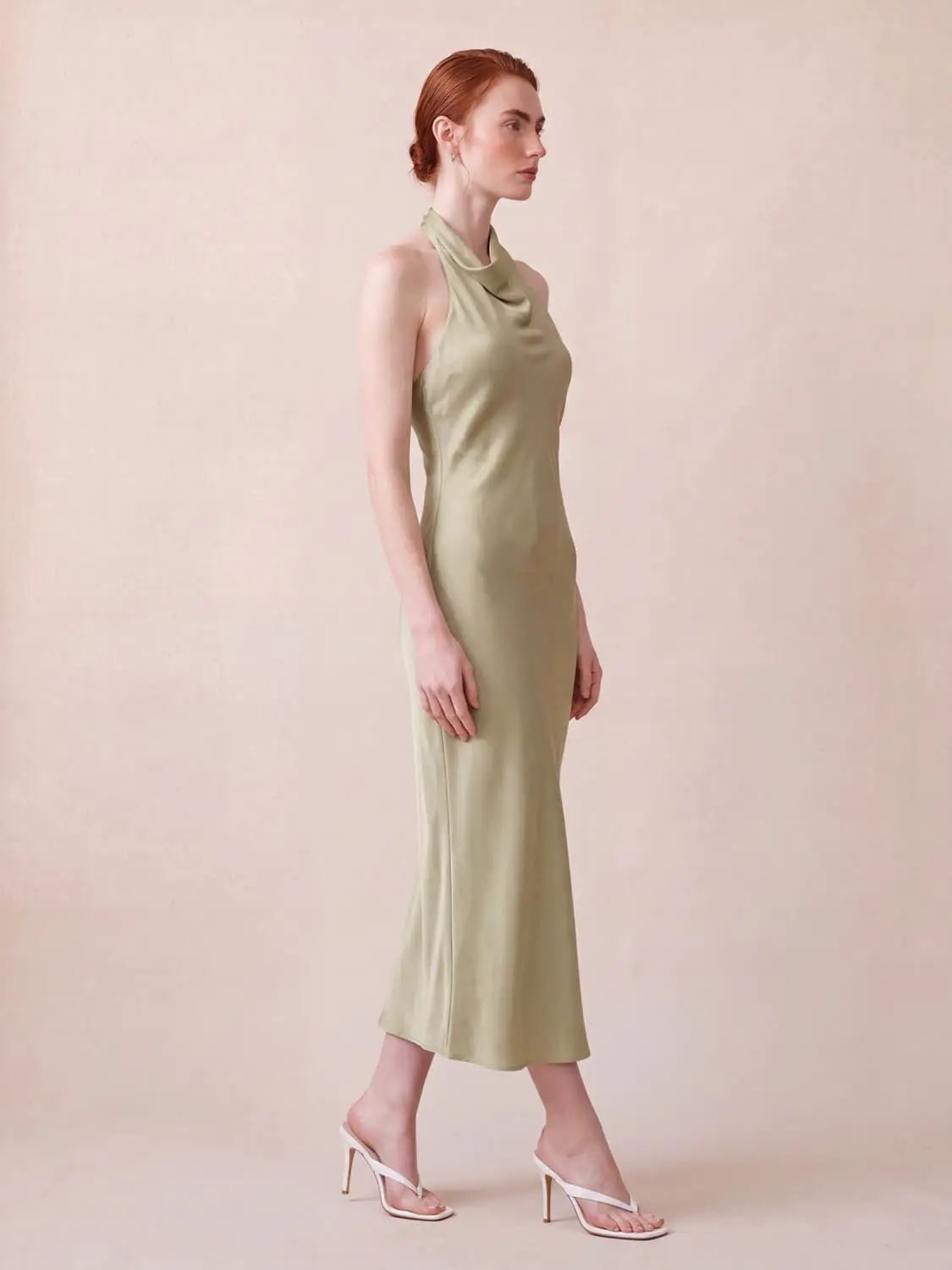 Slim Draped Sleeveless Side Slit Maxi Dress