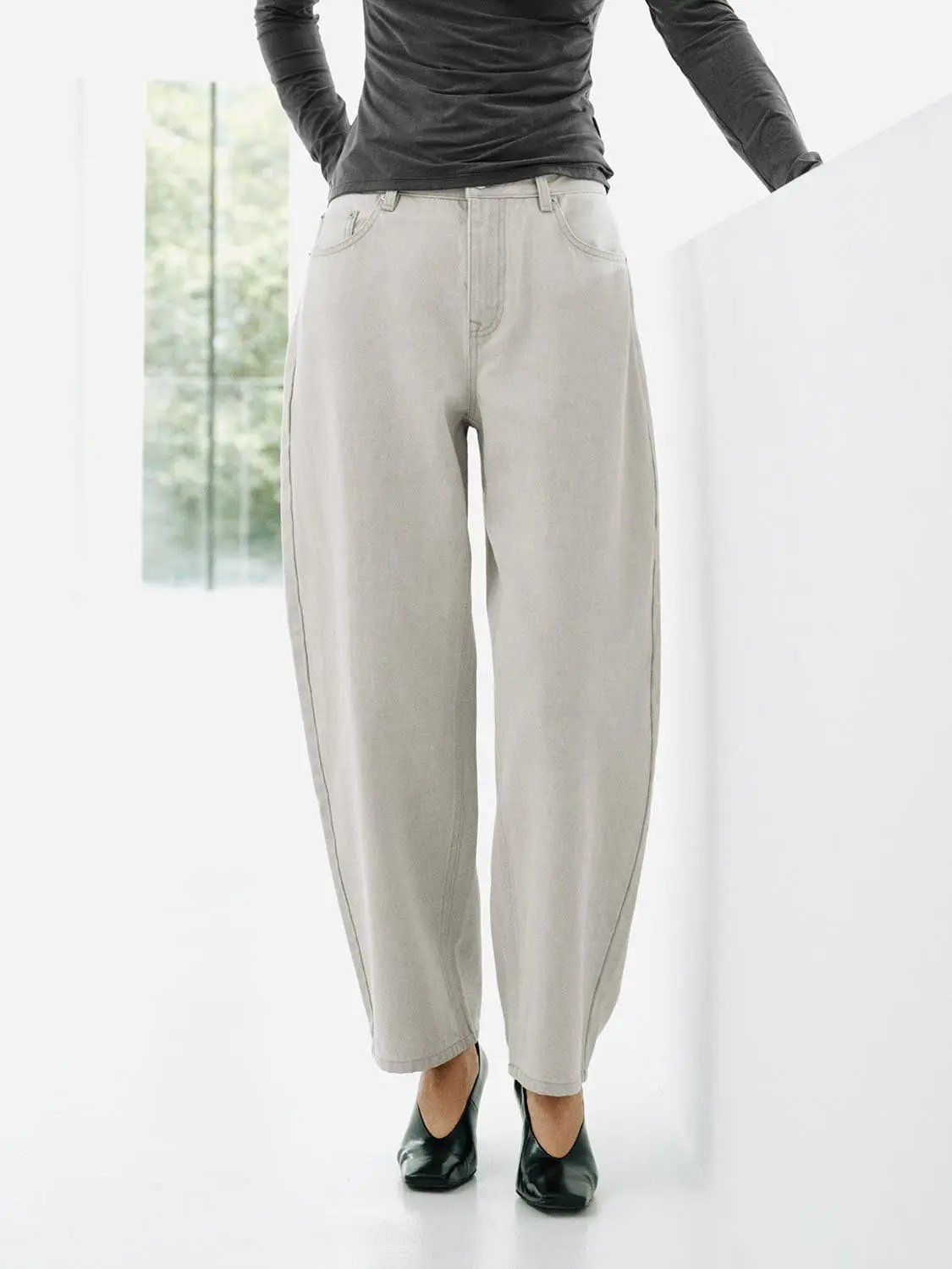Cotton High-waisted Wide-leg Jeans