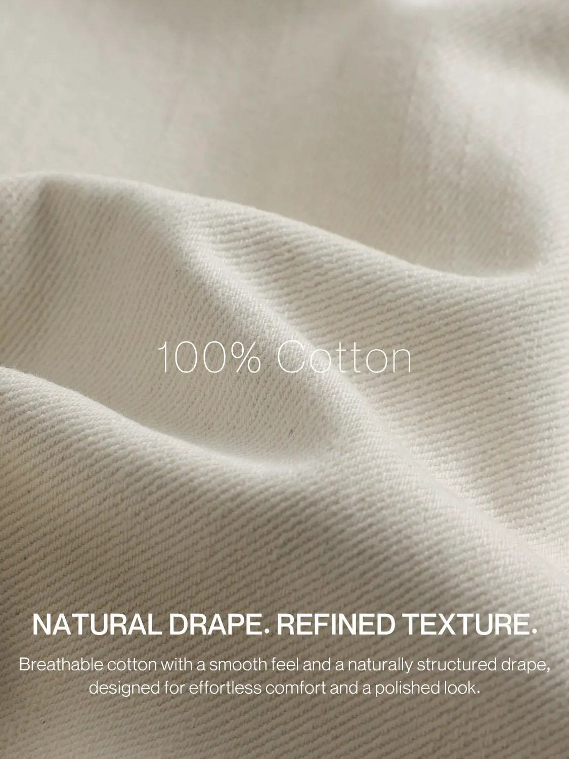 Solid Mid-rise Medium Weight Wide-leg Cotton Pants