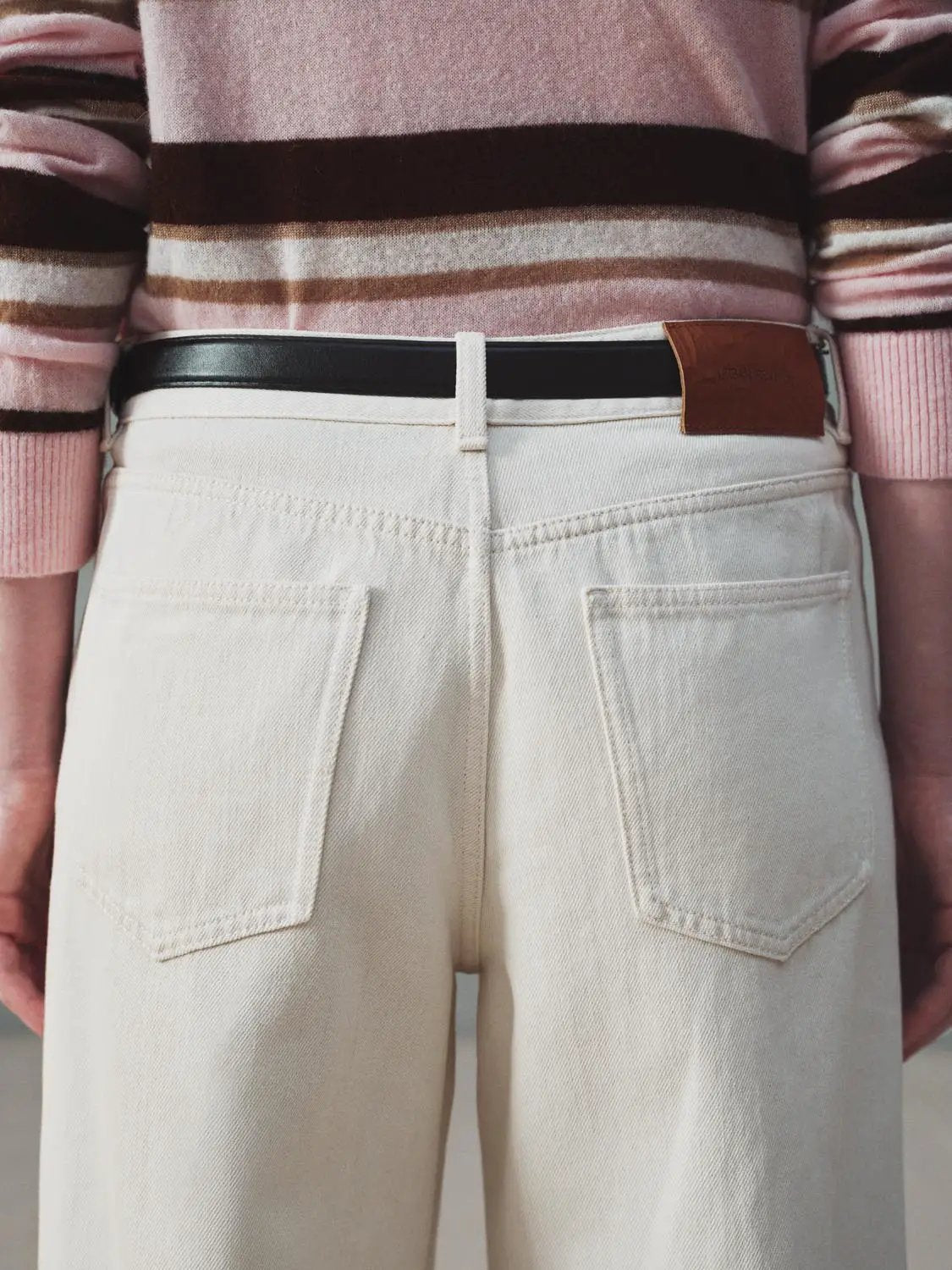 Solid Mid-rise Medium Weight Wide-leg Cotton Pants