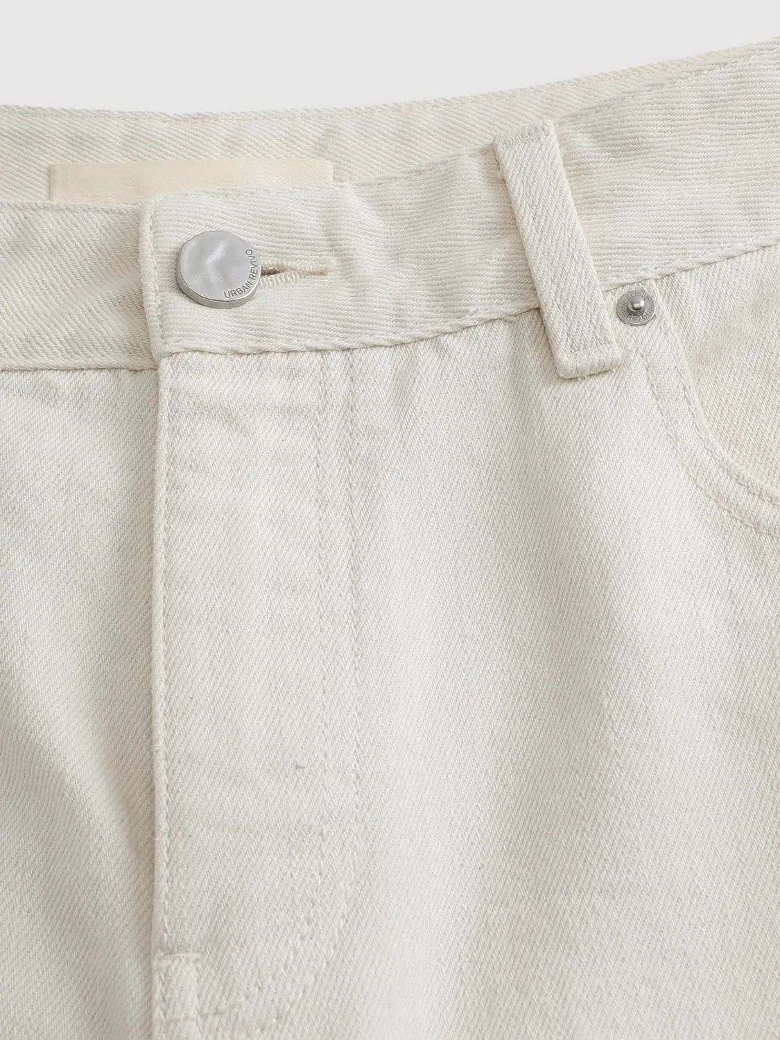 Solid Mid-rise Medium Weight Wide-leg Cotton Pants