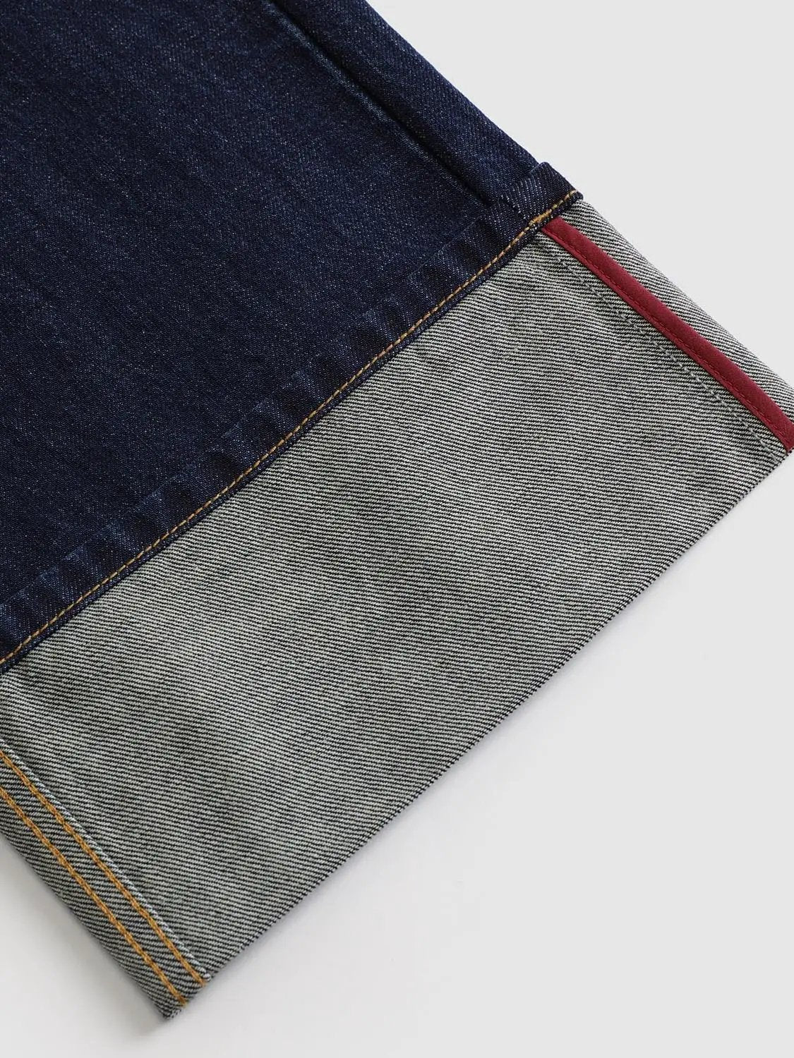 Cuffed Wash Wide-leg Mid-rise Cotton Jeans