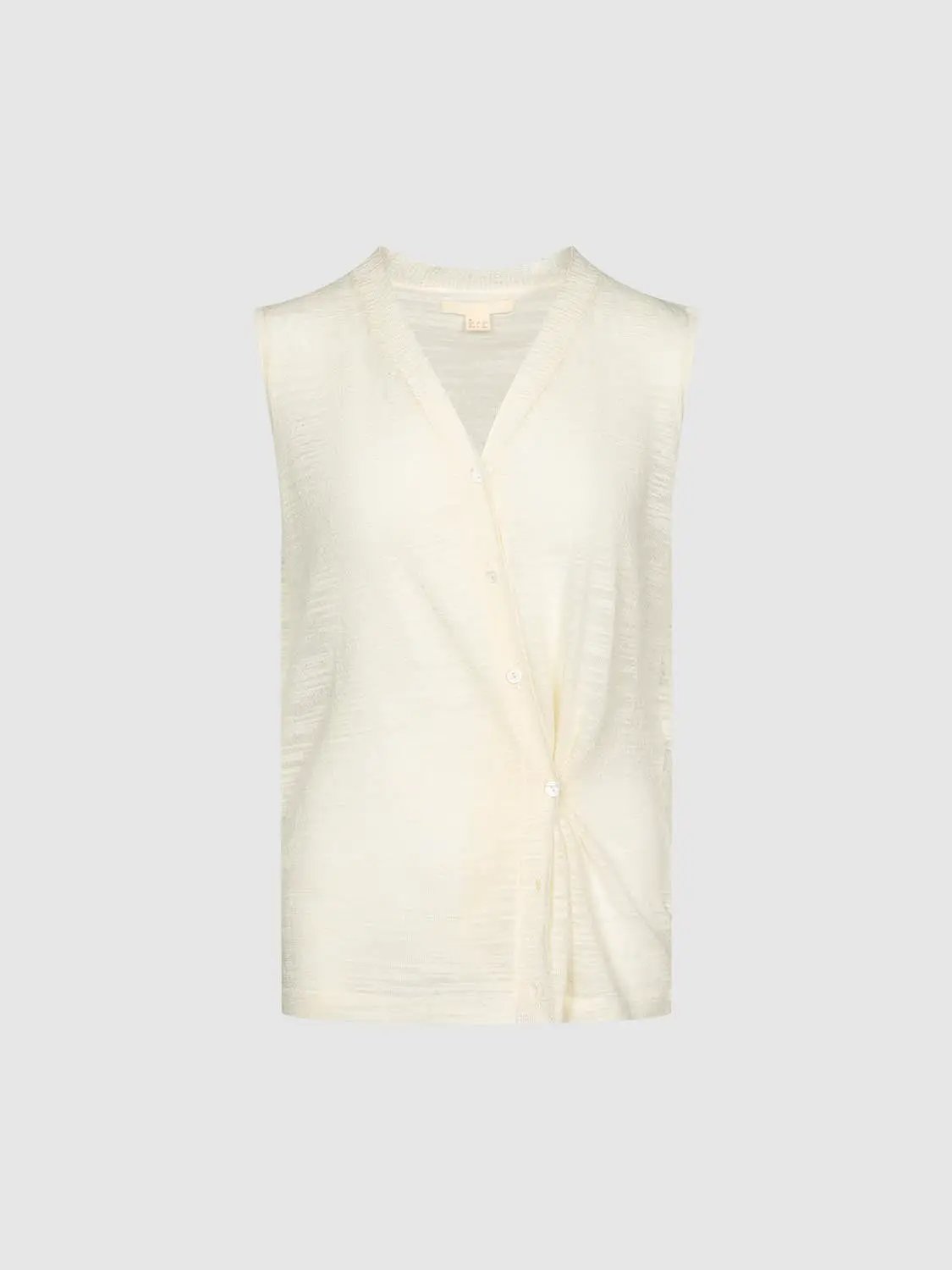 Knit V-Neck Sleeveless Classic Cotton Cardigan