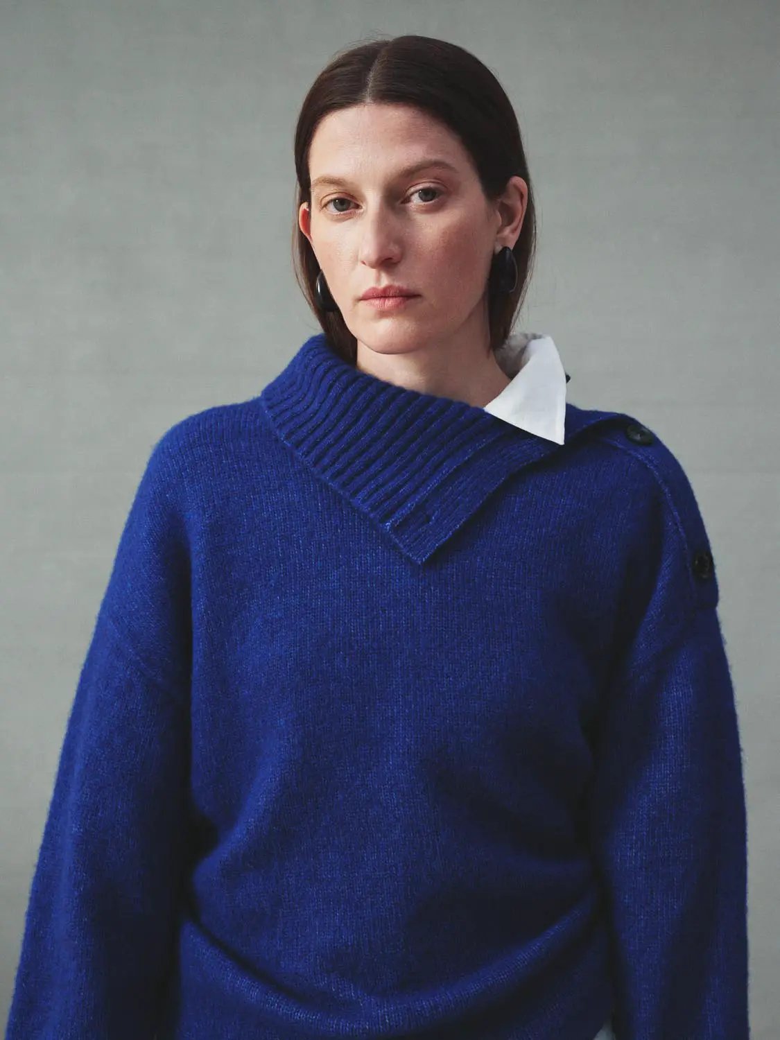 Oversized Ribbed Turtleneck Long Sleeve Wool Blend Sweater