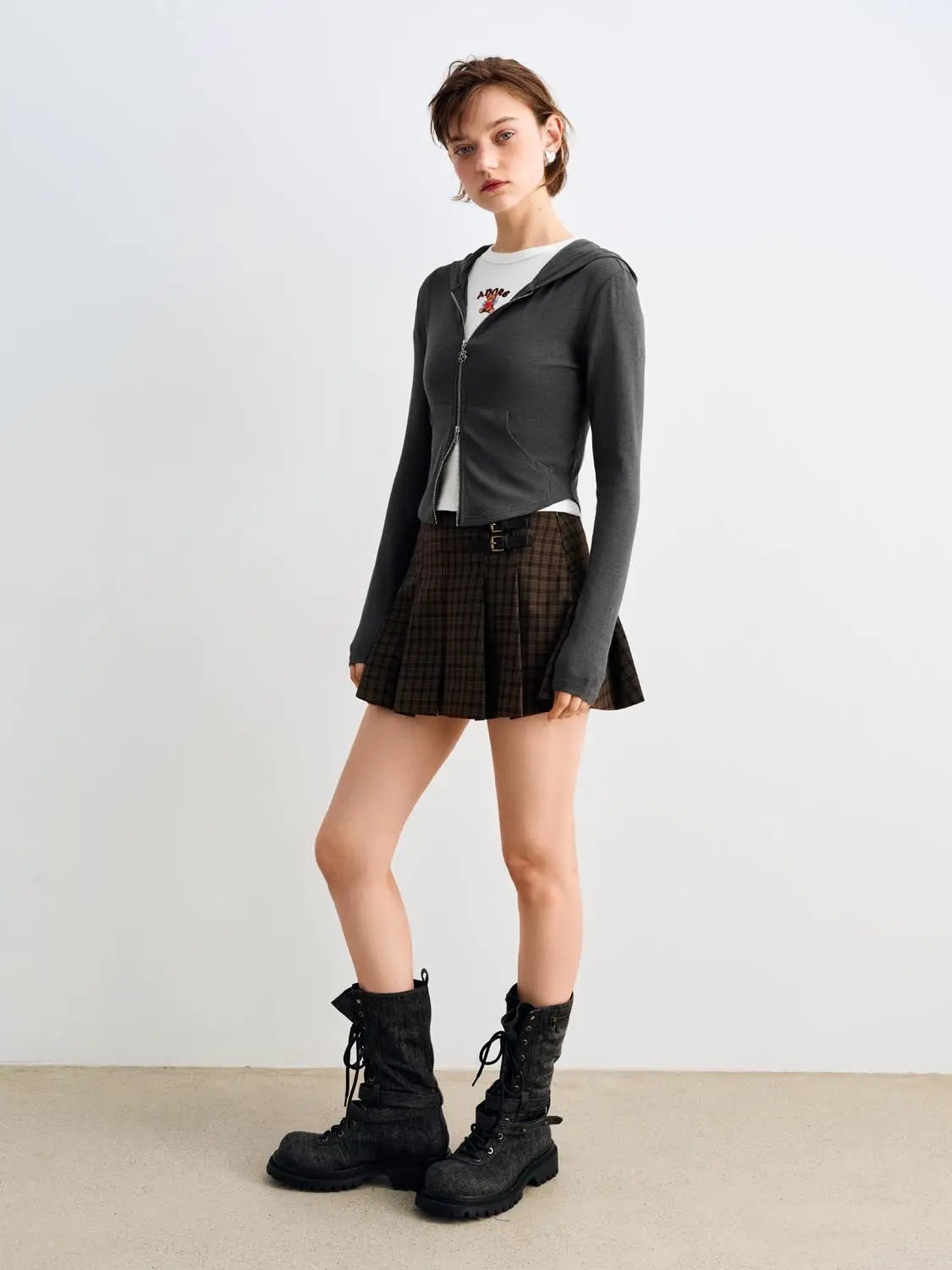 Hooded Zip Front Long Sleeve Jacket